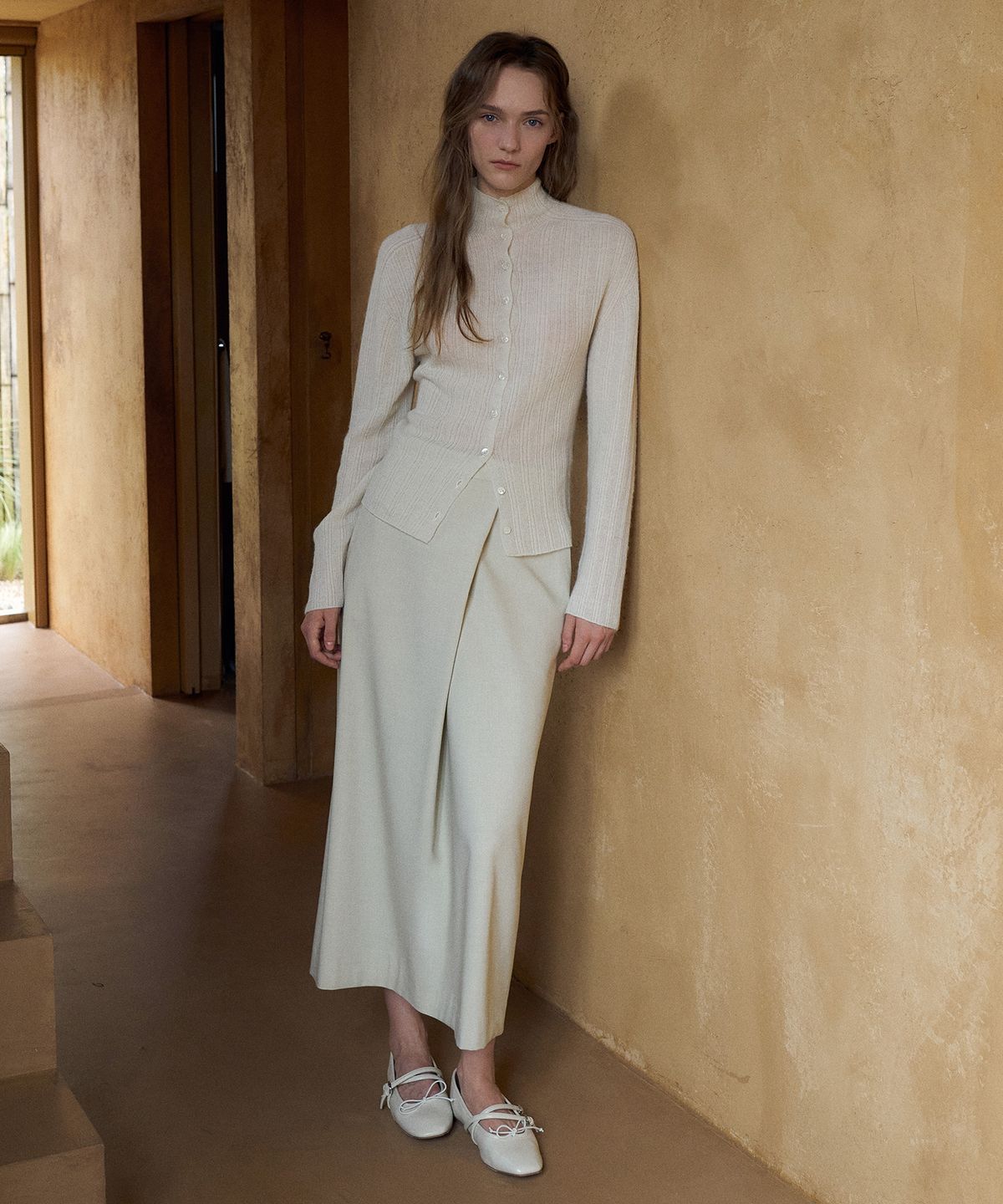 라메레이(LAMEREI) Baby Alpaca Holgament Cardigan[LMBEAU24KN258]-3color