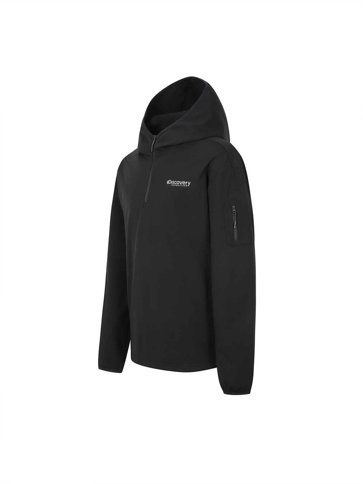 디스커버리 익스페디션(DISCOVERY EXPEDITION) 남성 기능성 소재 반집업 후드티셔츠 (BLACK)
