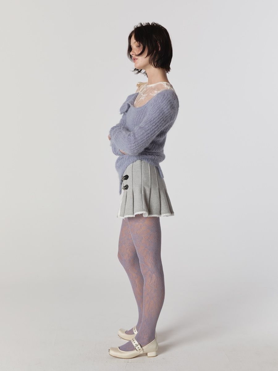 MUSINSA | GLOWNY ISA ASYMMETRICAL KNIT TOP (BLUE BELL)