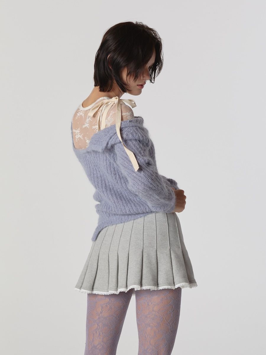 MUSINSA | GLOWNY ISA ASYMMETRICAL KNIT TOP (BLUE BELL)