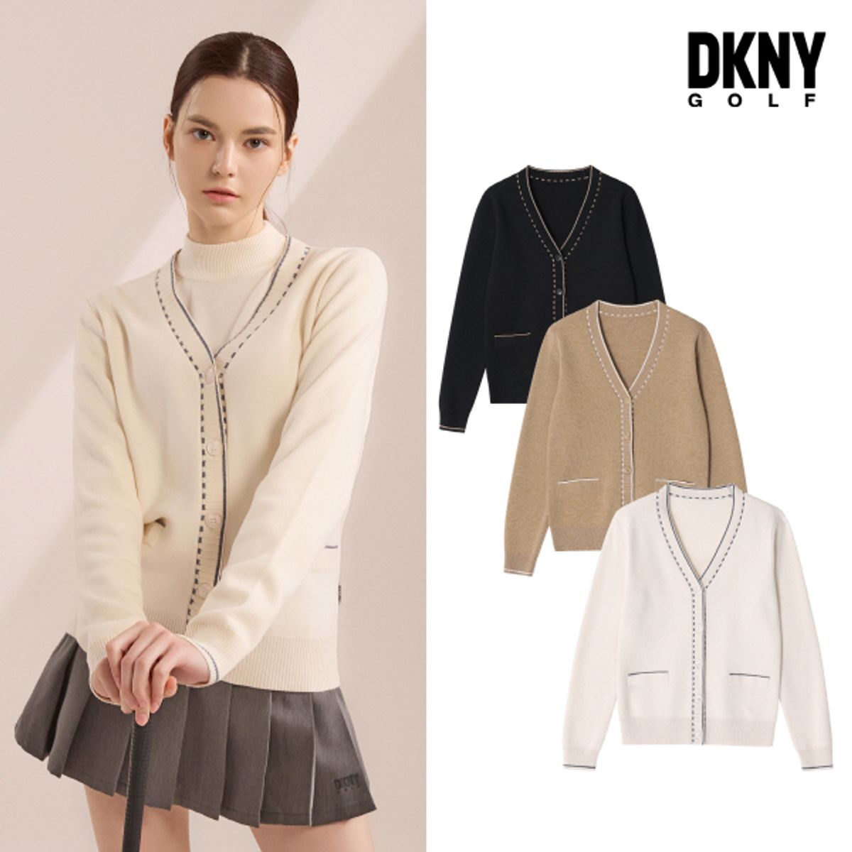 디케이엔와이(DKNY GOLF) 밀라노립 가디건 여성 3color
