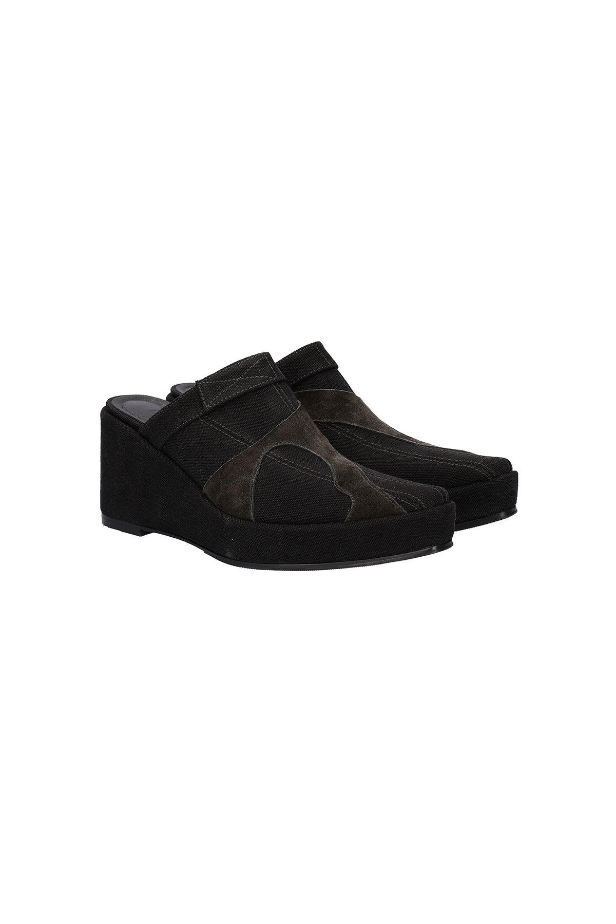 포트리스(4TRESS) PLATFORM WEDGE MULES 01 BLACK