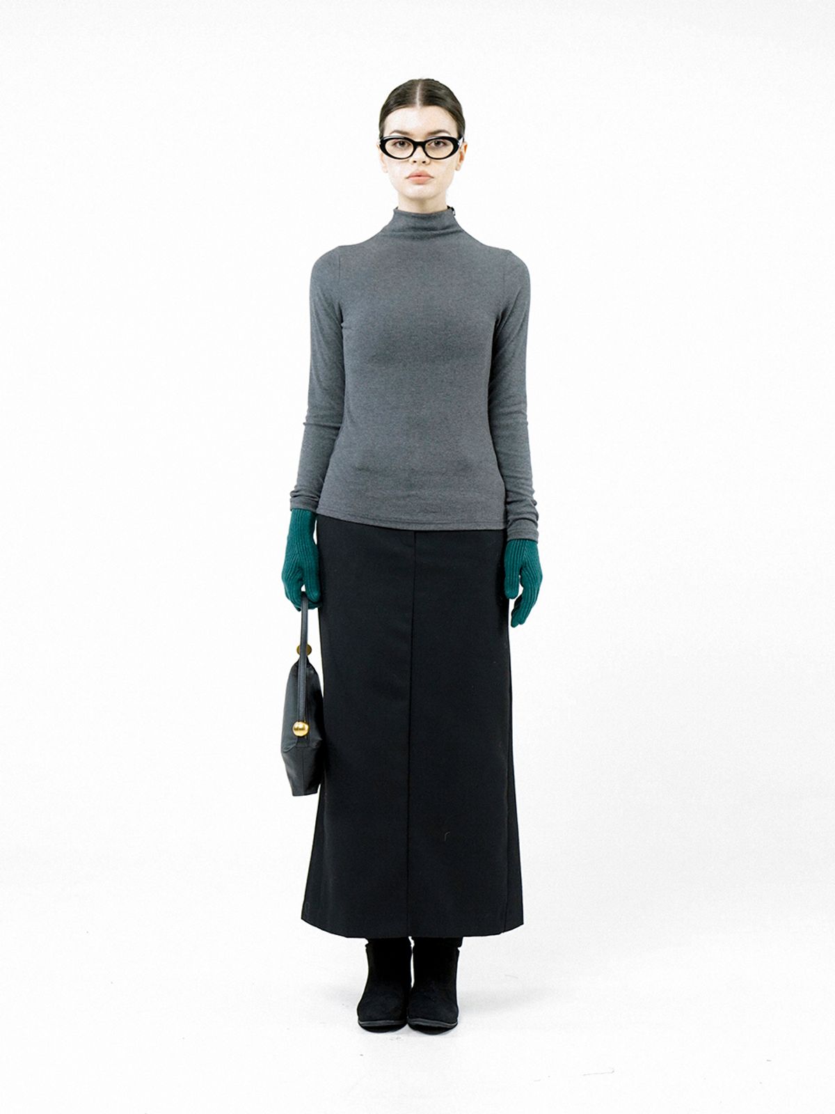 챈세스노이(CHANCE'S NOI) Back-Slit Wool Long Skirt - Black /W244SK01BK