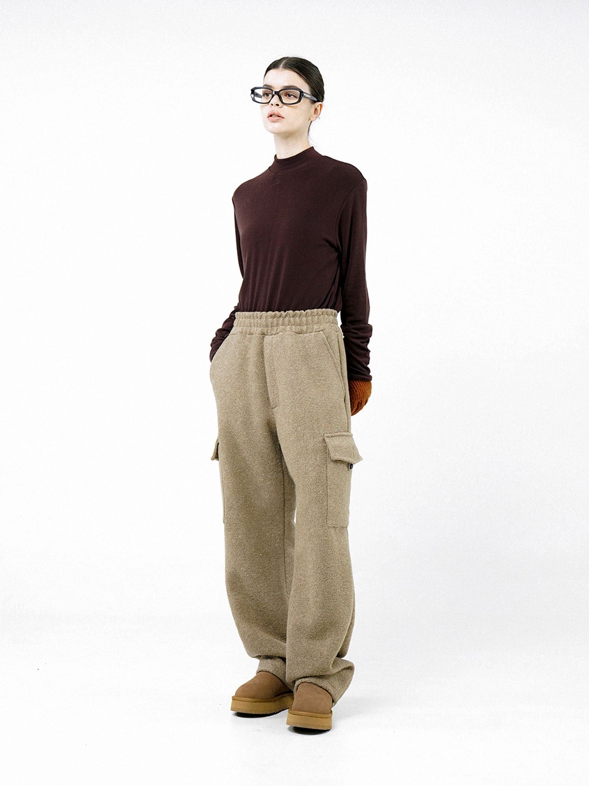 챈세스노이(CHANCE'S NOI) Boucle Cargo String Pants - Oatmeal /W244PT05OT