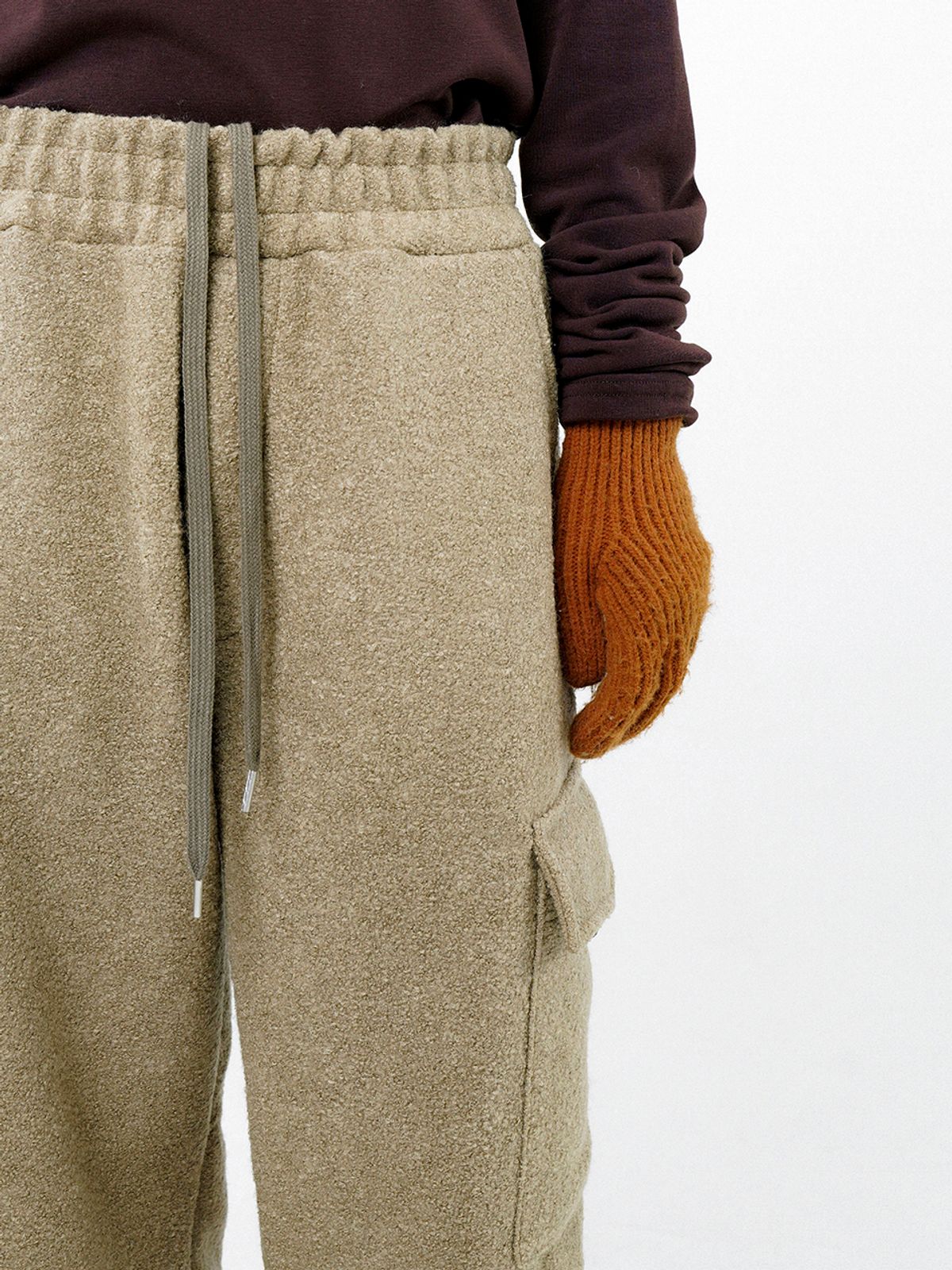 챈세스노이(CHANCE'S NOI) Boucle Cargo String Pants - Oatmeal /W244PT05OT