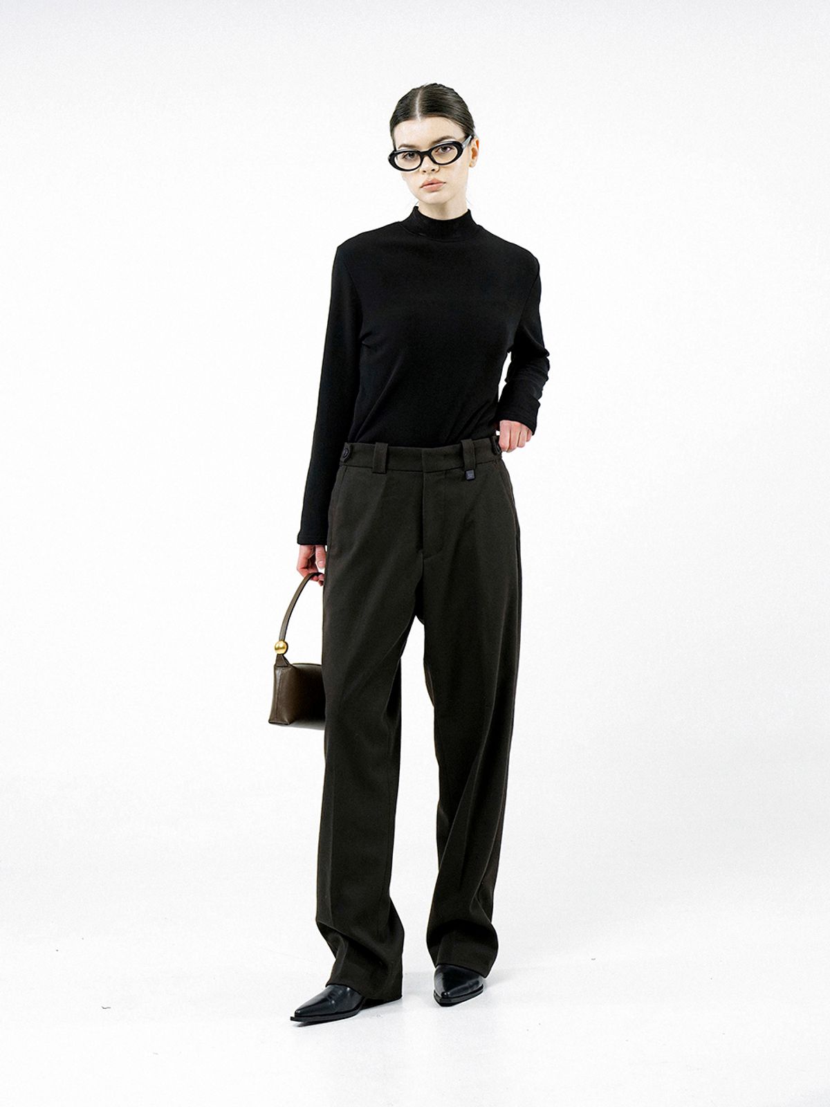 챈세스노이(CHANCE'S NOI) Fleece Half Turtleneck - Black /W244TP02BK