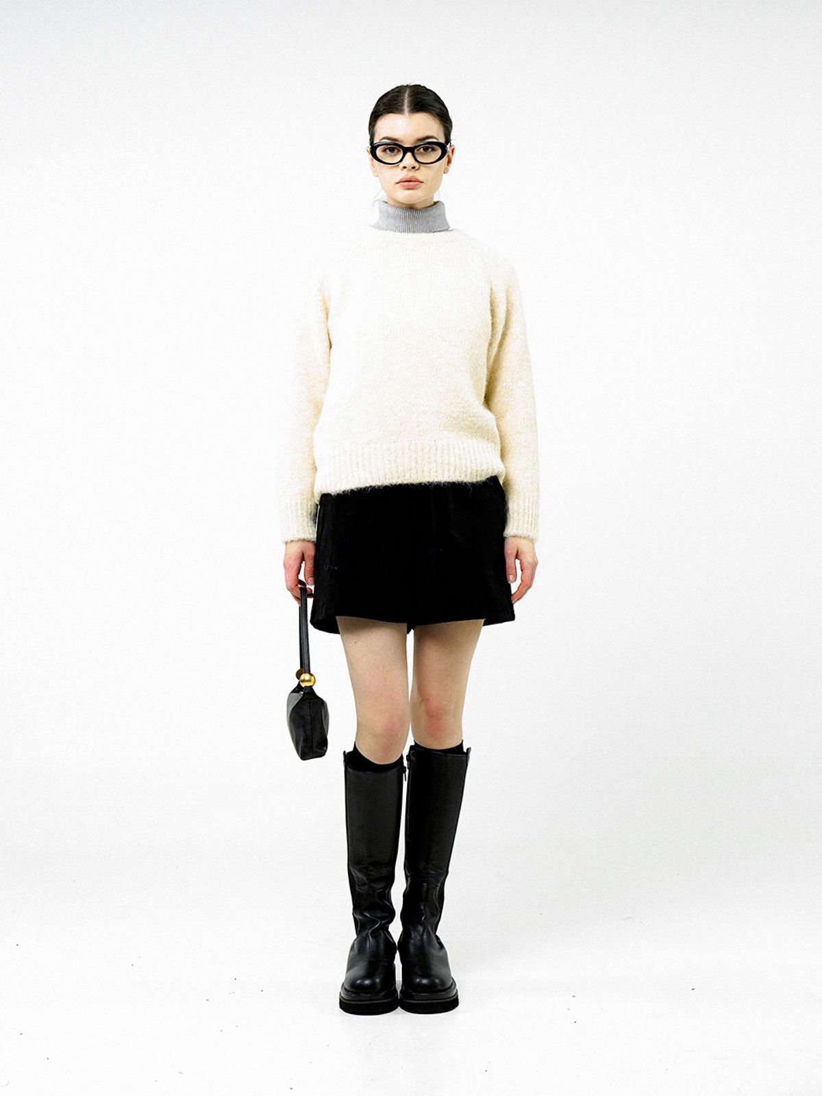 챈세스노이(CHANCE'S NOI) Boucle Reglan Round Knit - Ivory /W244TP04IV