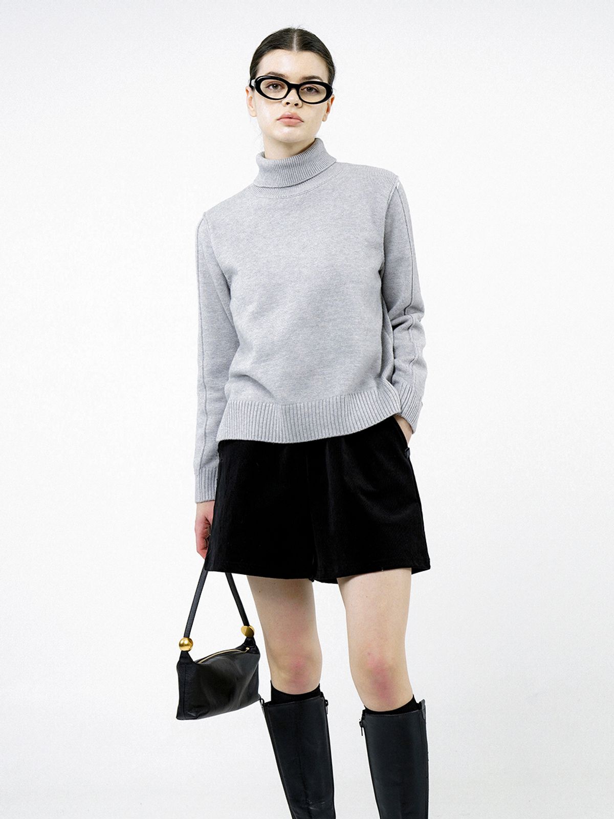 챈세스노이(CHANCE'S NOI) Soft Slit High Turtleneck - Melange /W244TP06ML