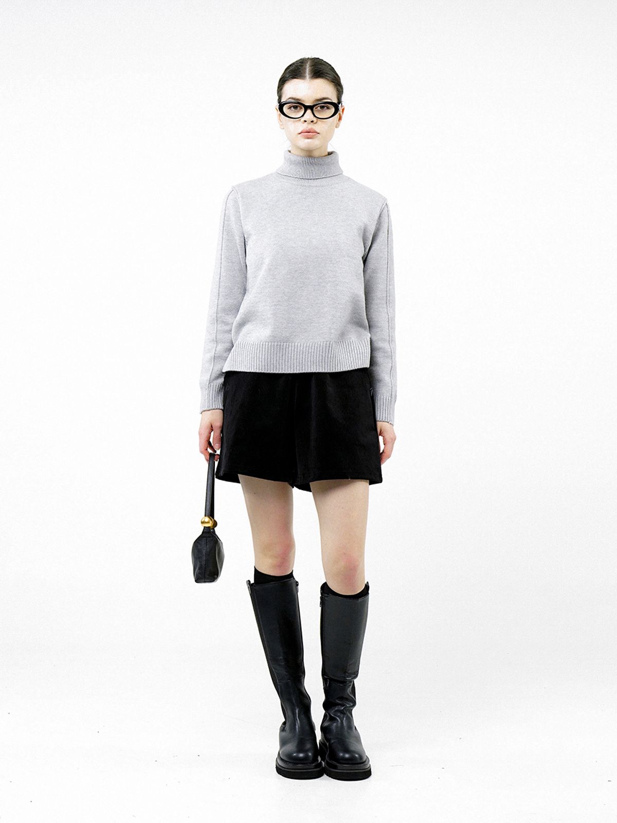 챈세스노이(CHANCE'S NOI) Soft Slit High Turtleneck - Melange /W244TP06ML
