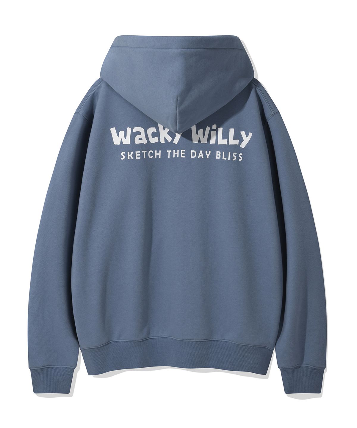 와키윌리(WACKY WILLY) 베이직 와키 타이포 로고 후드집업 블루