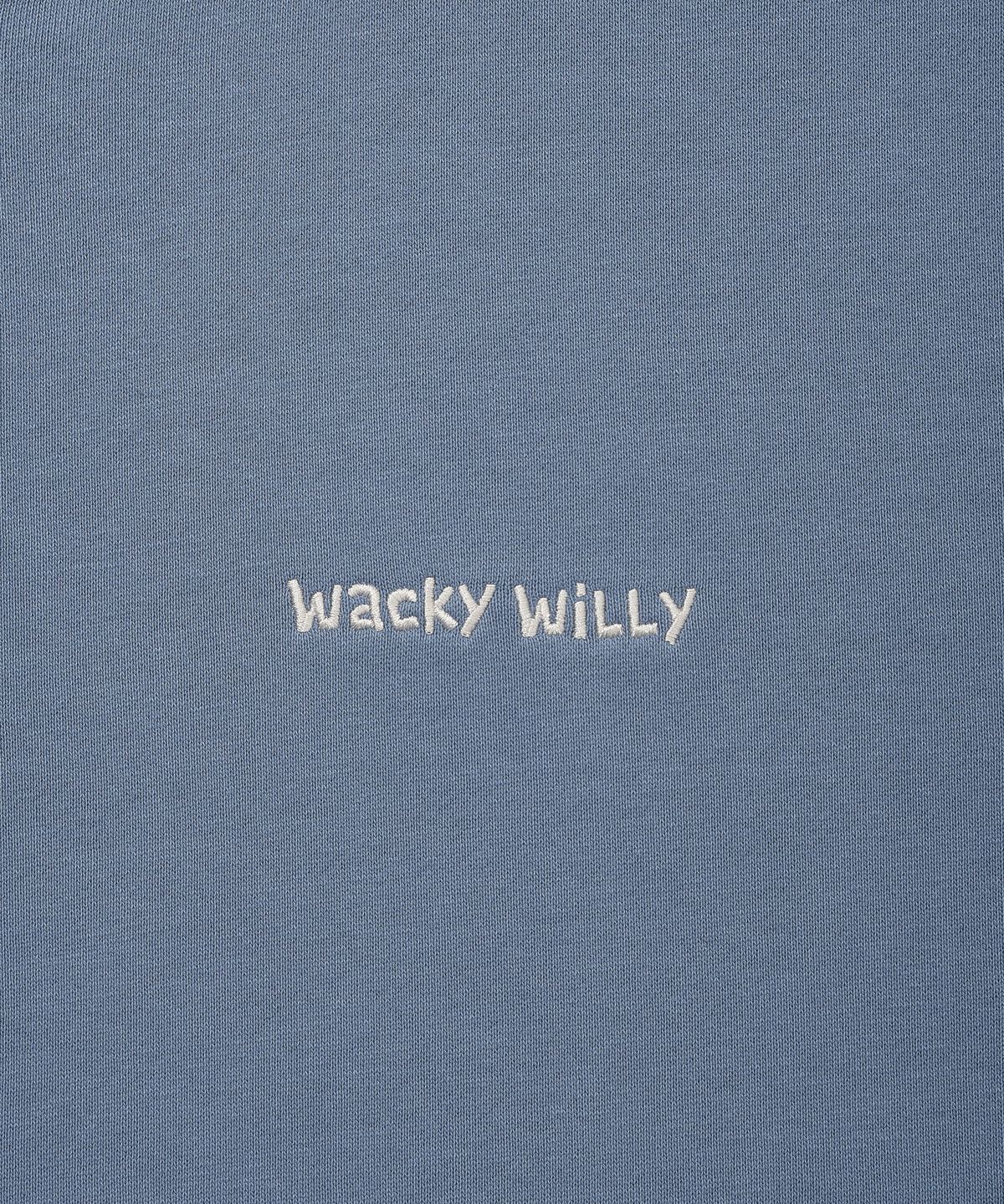 와키윌리(WACKY WILLY) 베이직 와키 타이포 로고 후드집업 블루
