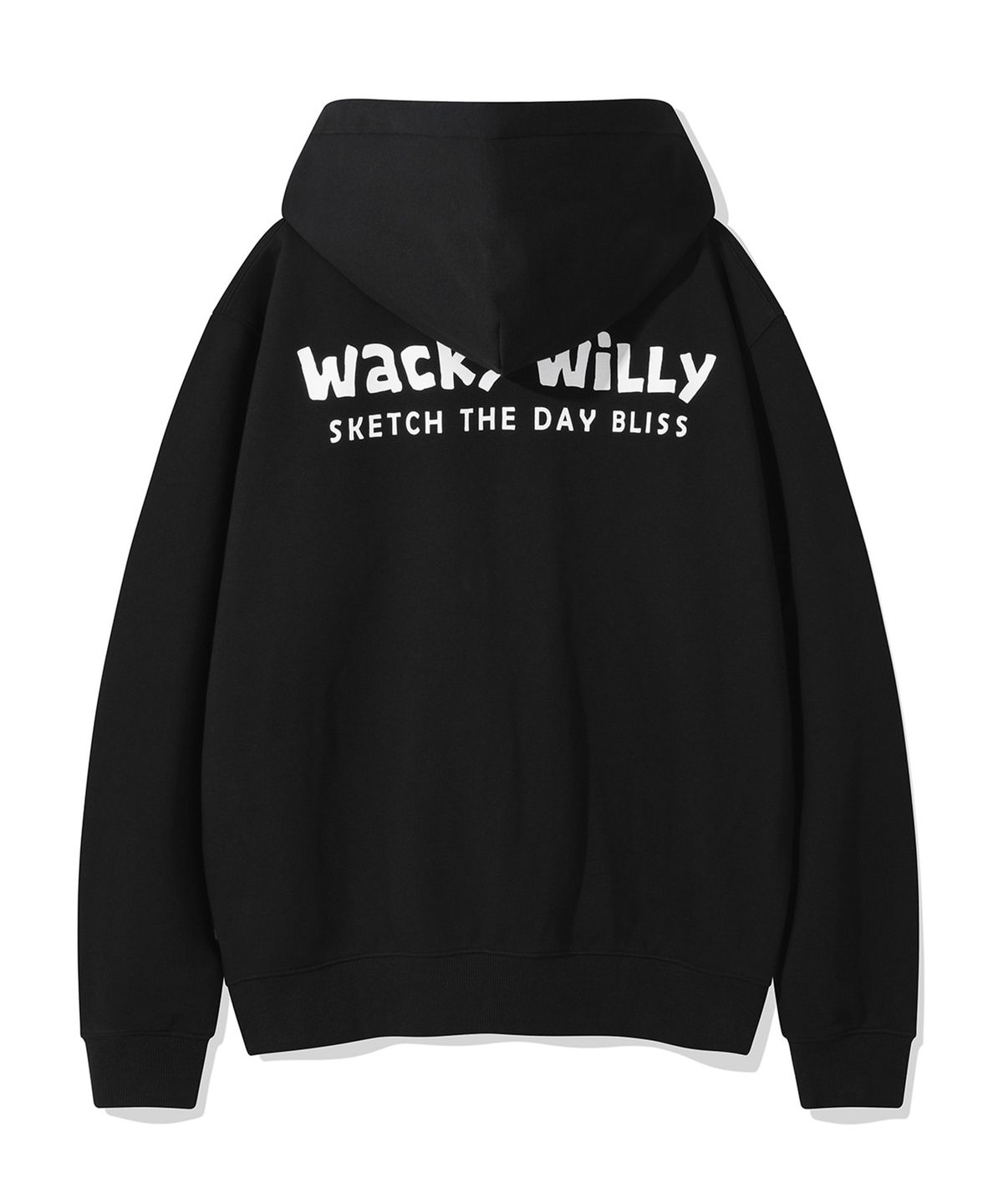 와키윌리(WACKY WILLY) 베이직 와키 타이포 로고 후드집업 블랙
