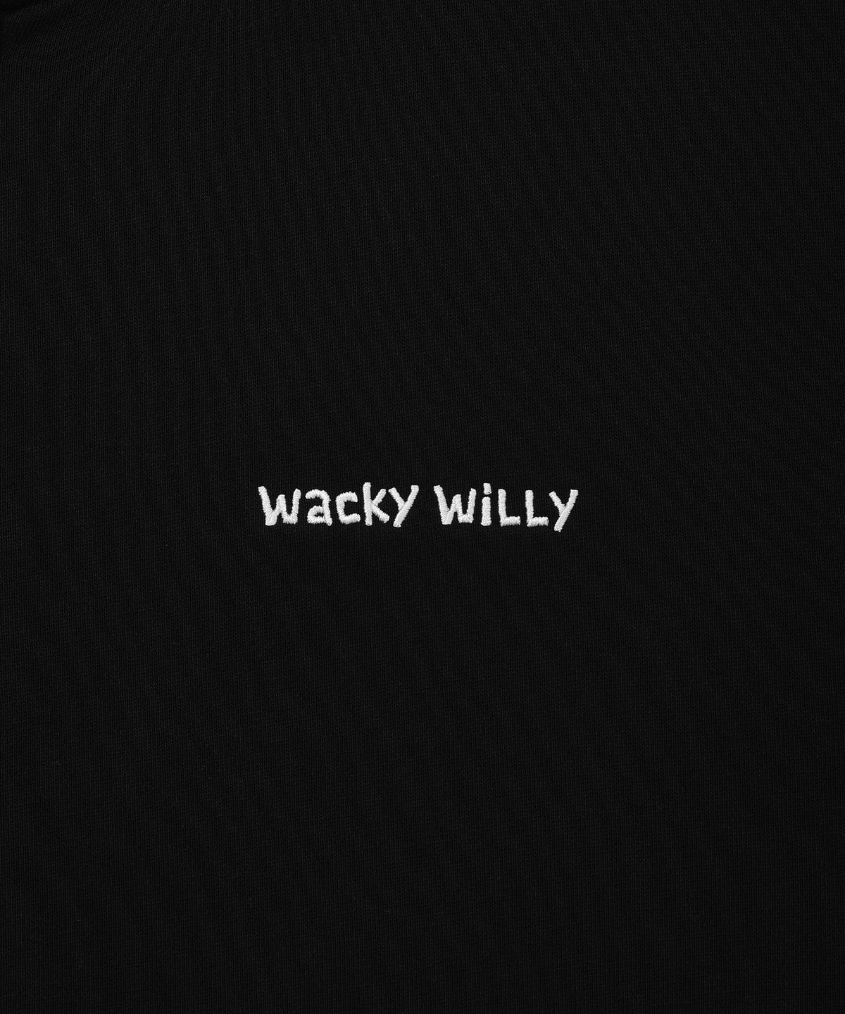 와키윌리(WACKY WILLY) 베이직 와키 타이포 로고 후드집업 블랙
