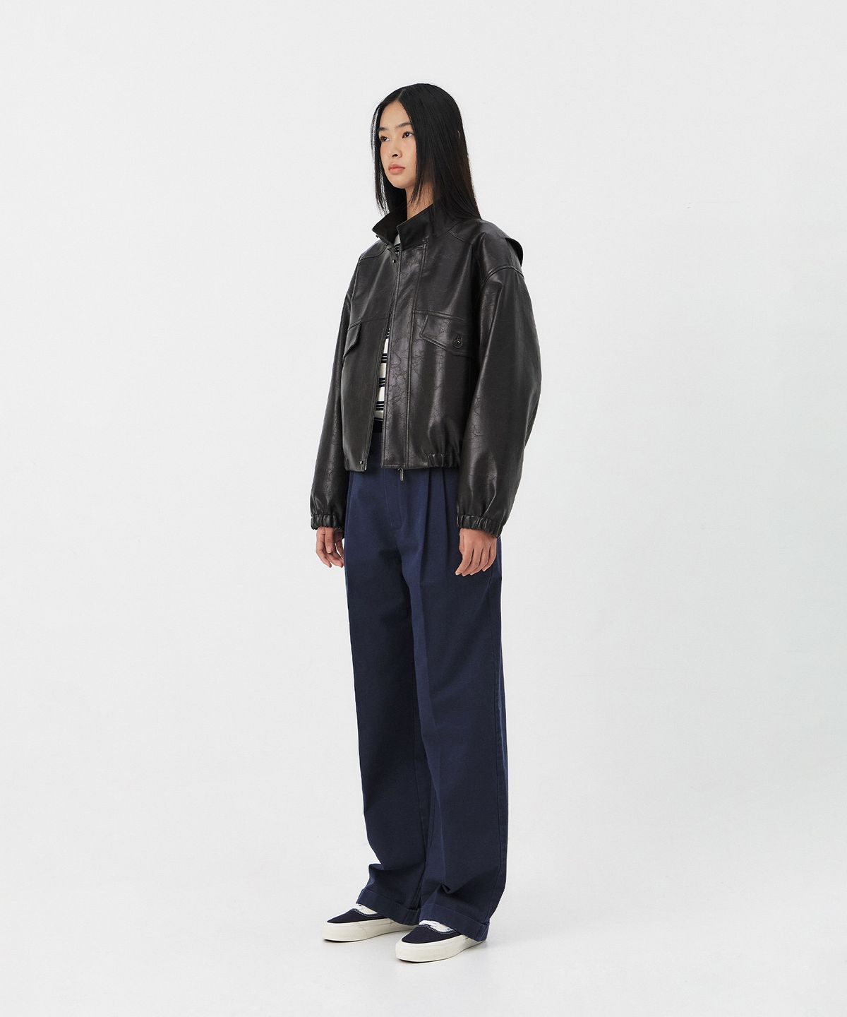 그로브(GROVE) BASTON LEATHER ZIP-UP JACKET