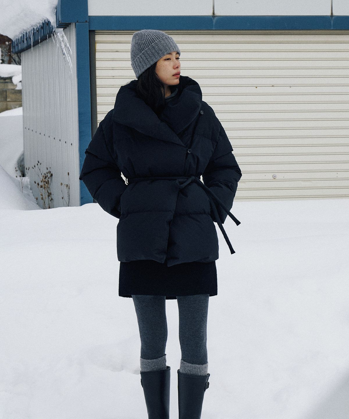라메레이(LAMEREI) High-Neck Goose Padding[LMBFWI24PD901]-Black