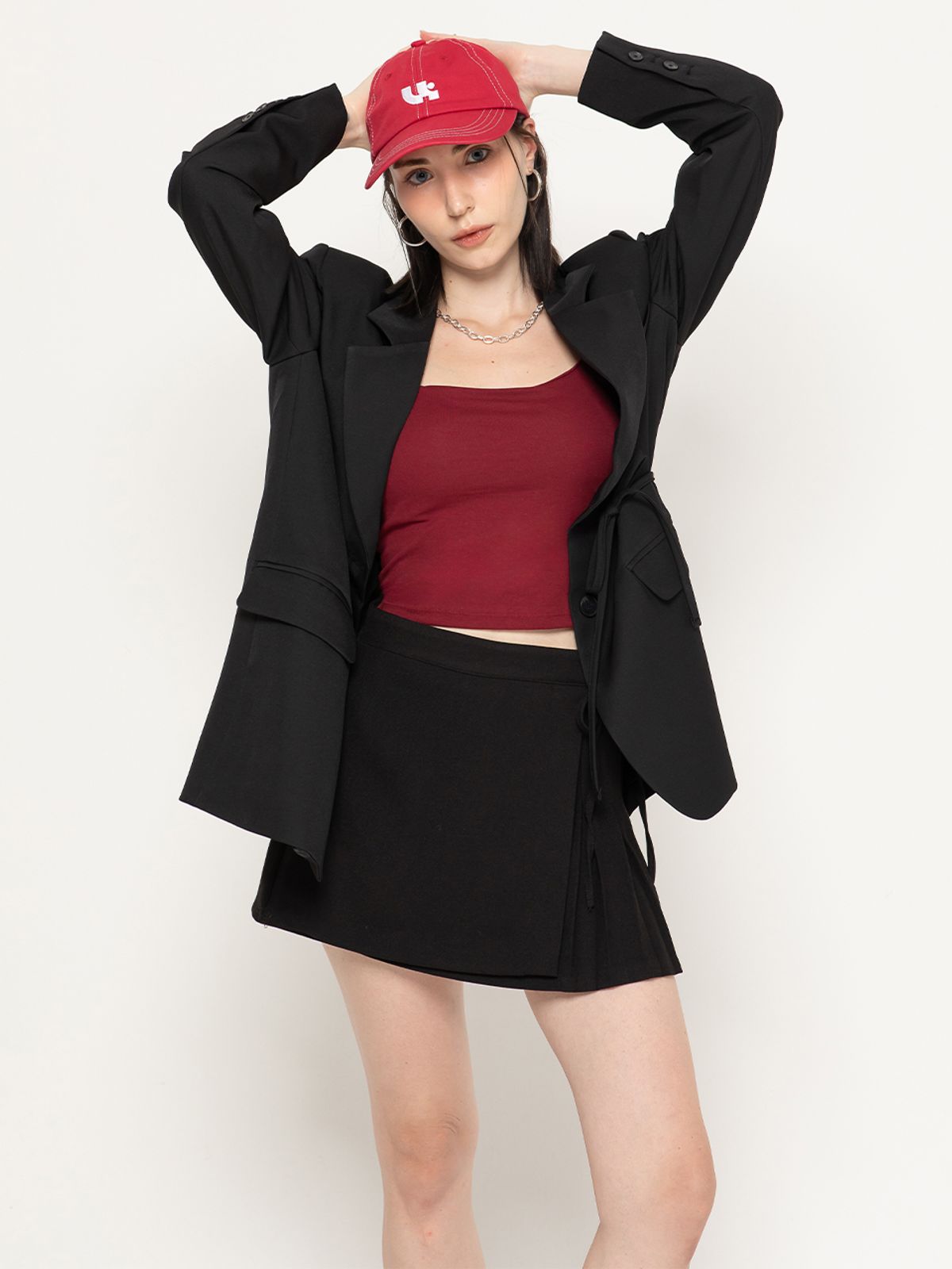 모어라이크잇(MORELIKEIT) 랩플리츠 미니 스커트팬츠 블랙
