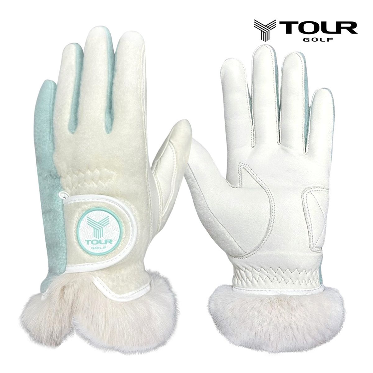 투어골프(TOURGOLF) 울트라히트 천연양피 겨울골프장갑 밍크퍼 여성