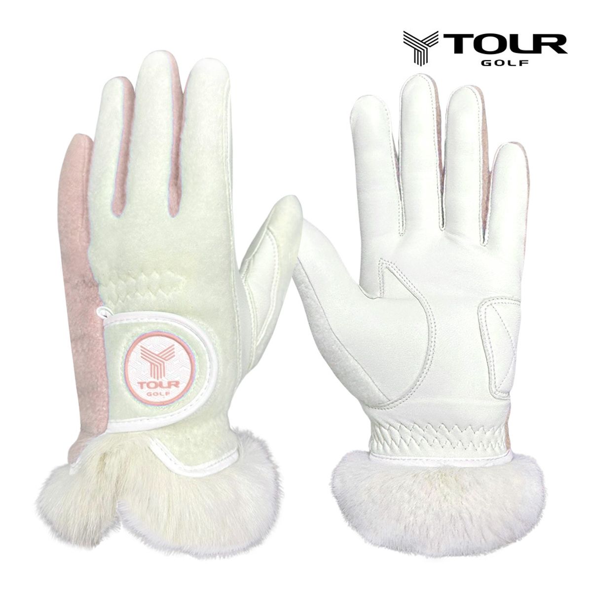 투어골프(TOURGOLF) 울트라히트 천연양피 겨울골프장갑 밍크퍼 여성