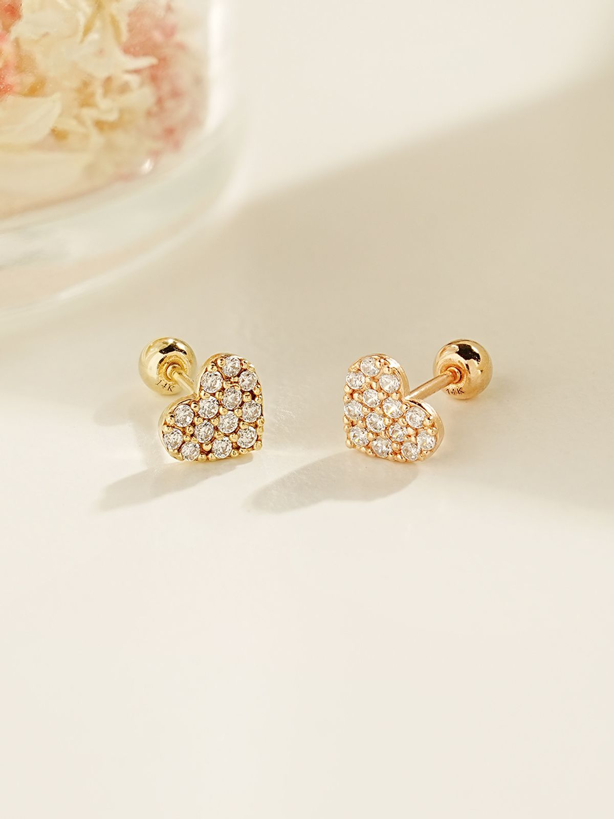 미니멀피어싱(MINIMALPIERCING) 14K 윈터 큐빅 하트 피어싱 귀걸이
