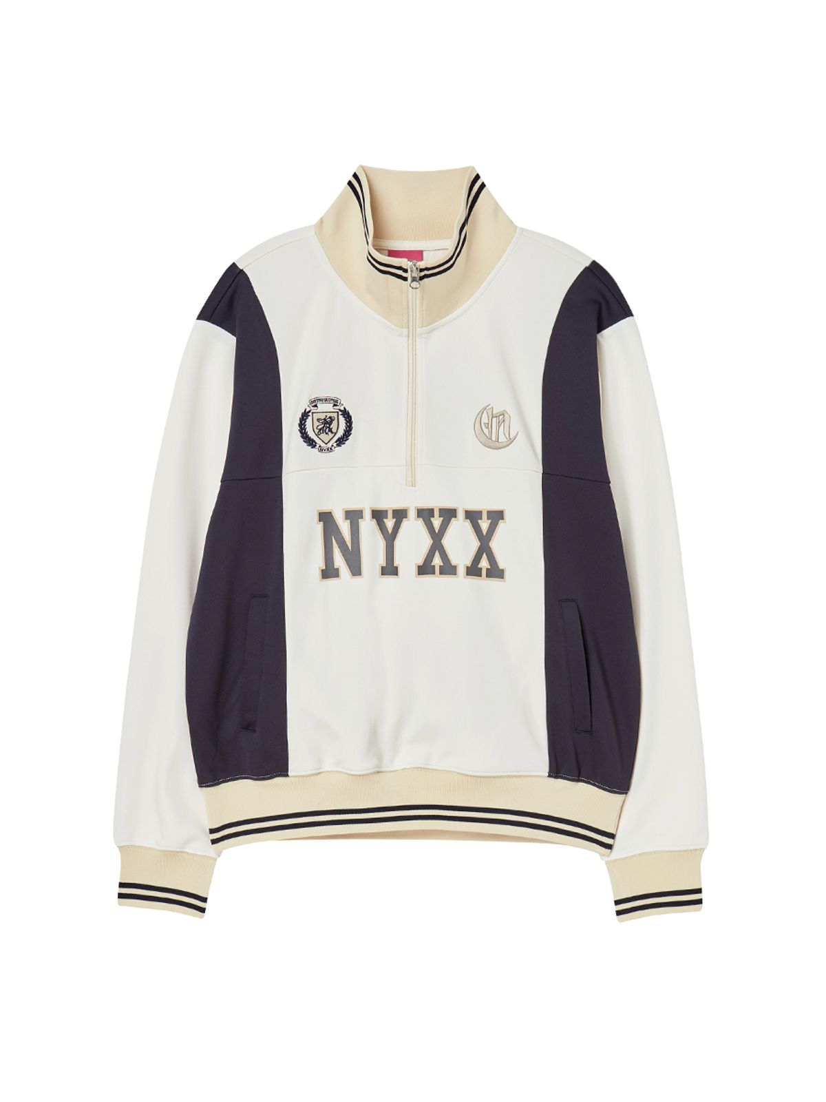 엔와이엑스엑스(NYXX) APLIQUE LOGO HALF ZIP-UP IVORY