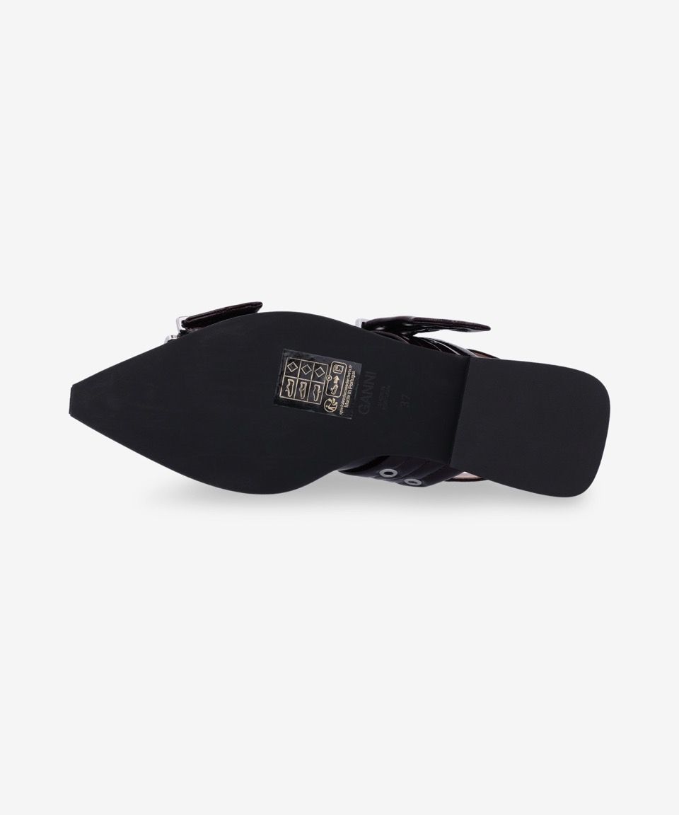 MUSINSA | GANNI Feminine Buckle Ballerina Naplack Flat Shoes