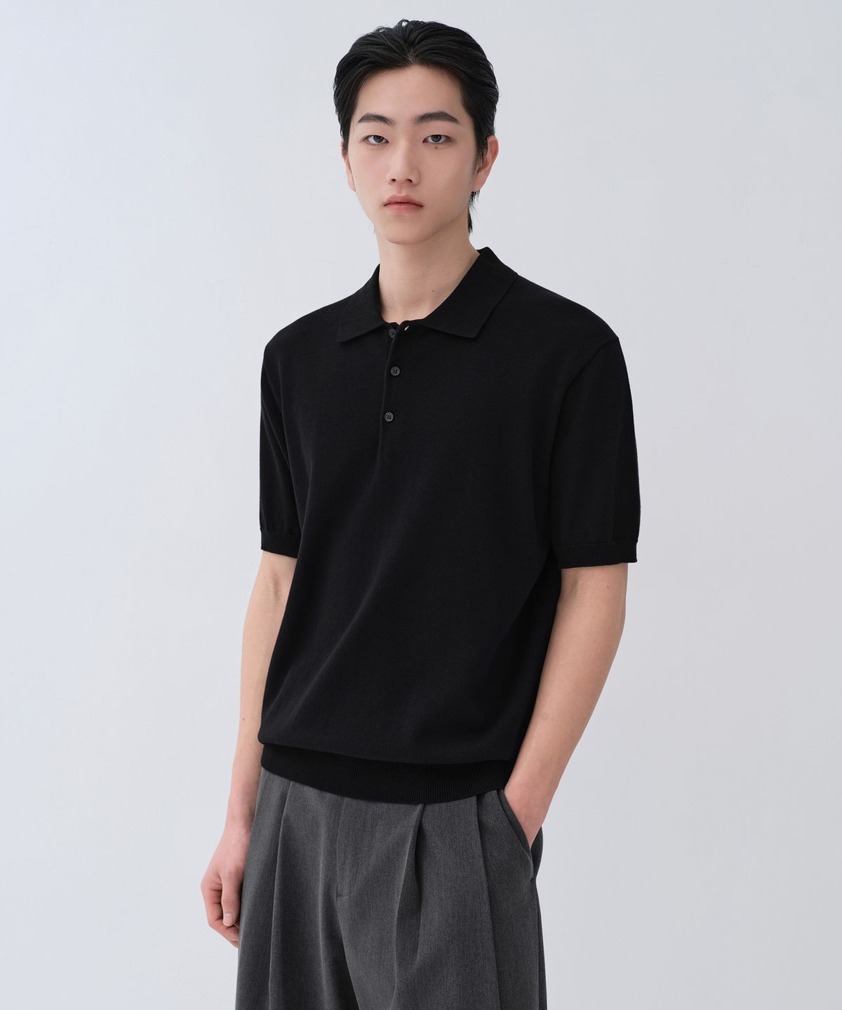 무신사 스탠다드(MUSINSA STANDARD) 워셔블 수피마 코튼 니티드 폴로 셔츠 [블랙]