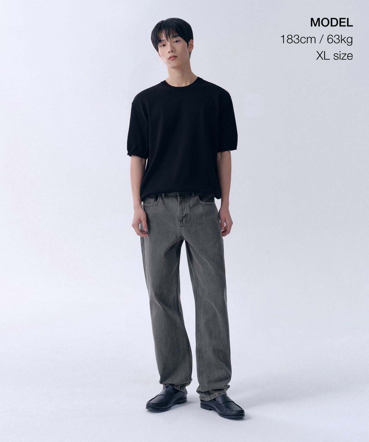 무신사 스탠다드(MUSINSA STANDARD) 워셔블 수피마 코튼 크루 넥 반소매 니트 [블랙]
