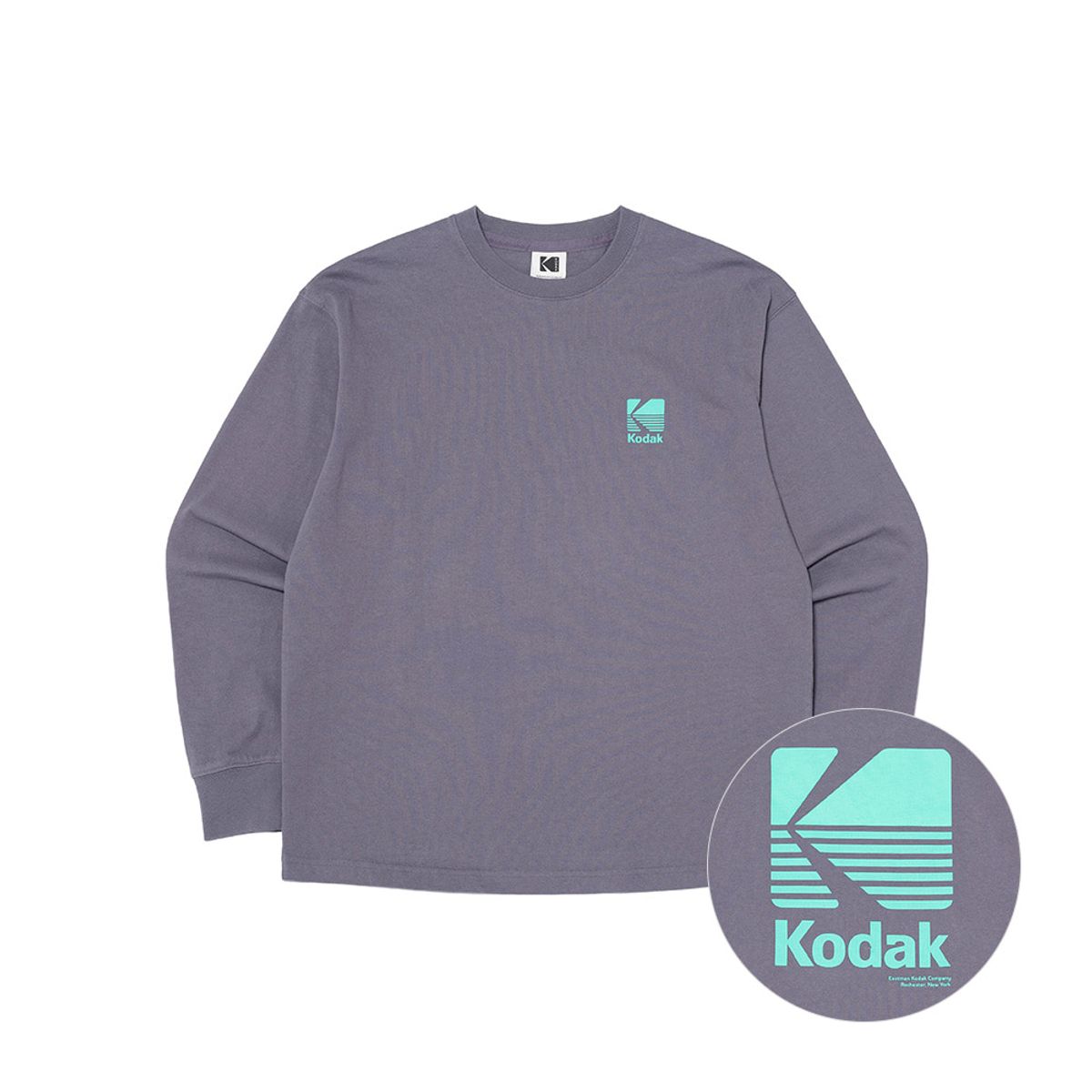 코닥(KODAK) 빅로고 그래픽 긴팔 티셔츠 GREY