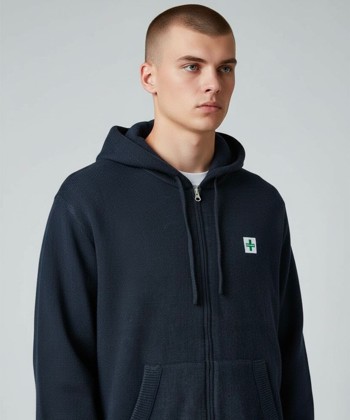 본슬리피(BORN SLIPPY) Soft Knit Born Slippy Hood Zip-up (Black)