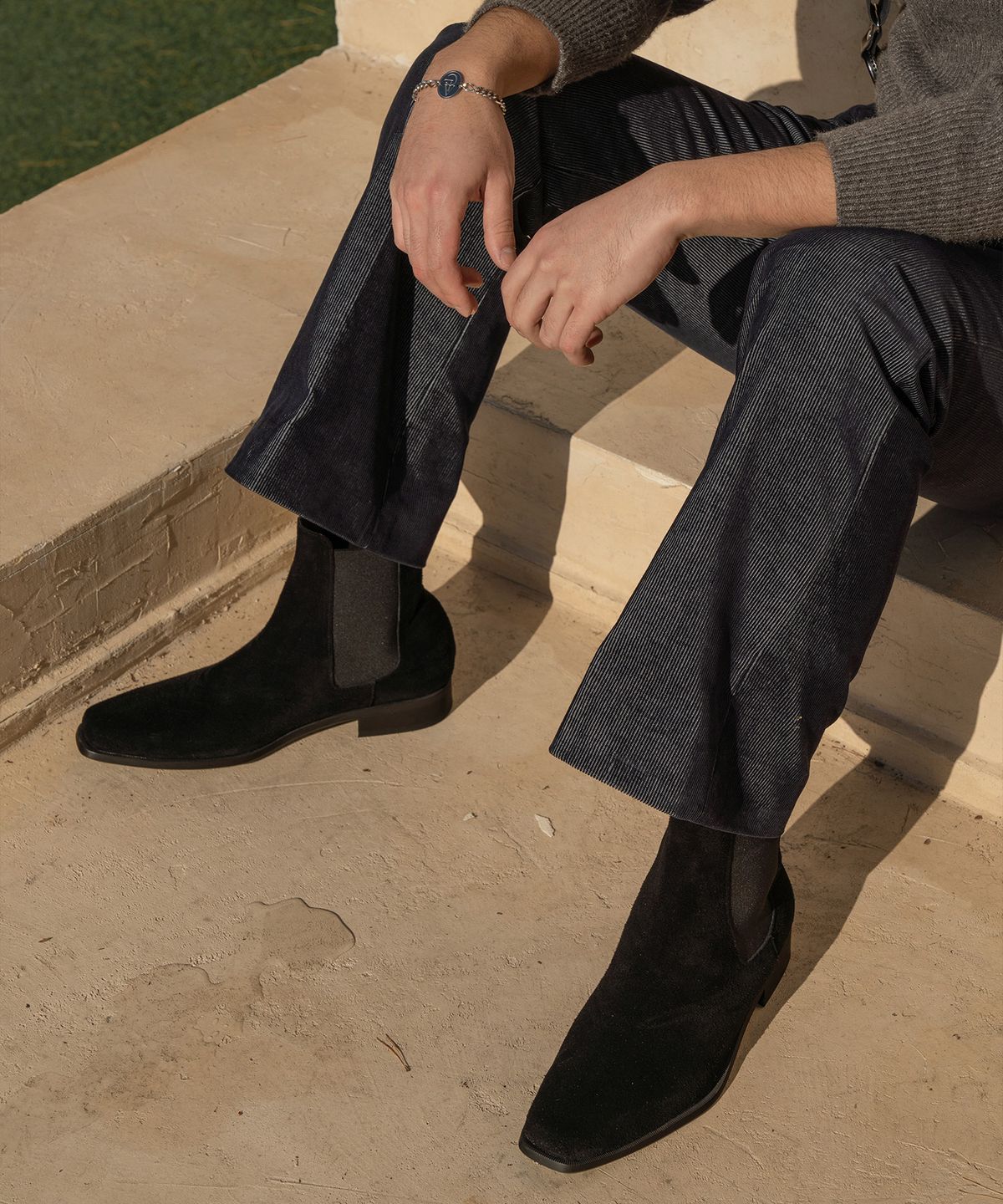 올클래식(ALLCLASSIC) ALC080 에스트로 스퀘어토 첼시 부츠_black suede