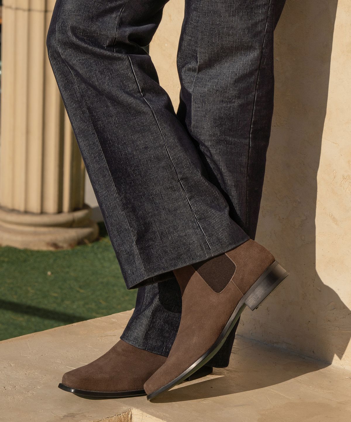 올클래식(ALLCLASSIC) ALC080 에스트로 스퀘어토 첼시 부츠_d.brown suede