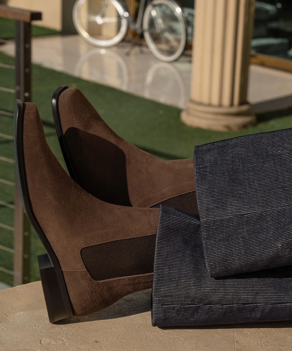 올클래식(ALLCLASSIC) ALC080 에스트로 스퀘어토 첼시 부츠_d.brown suede