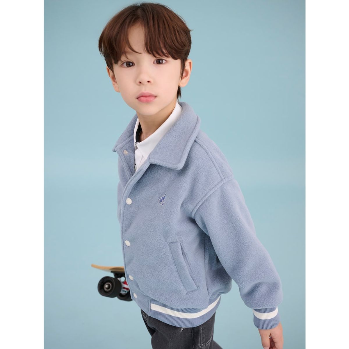 빈폴 키즈(BEANPOLE KIDS) 플리스 칼라 야구점퍼  스카이 블루 (BI5141U01Q) (BI5141U01Q)