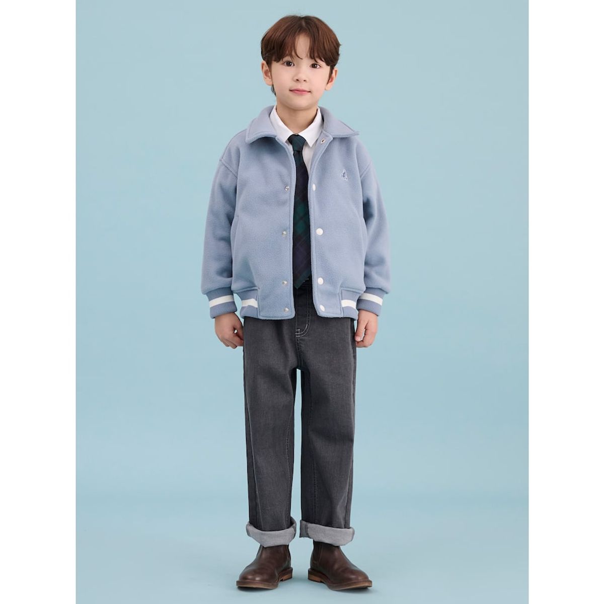 빈폴 키즈(BEANPOLE KIDS) 플리스 칼라 야구점퍼  스카이 블루 (BI5141U01Q) (BI5141U01Q)