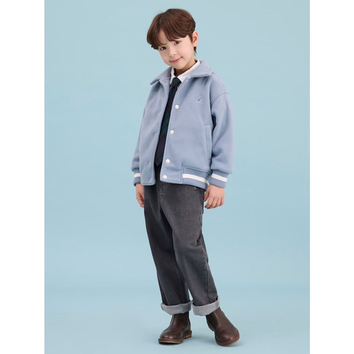 빈폴 키즈(BEANPOLE KIDS) 플리스 칼라 야구점퍼  스카이 블루 (BI5141U01Q) (BI5141U01Q)