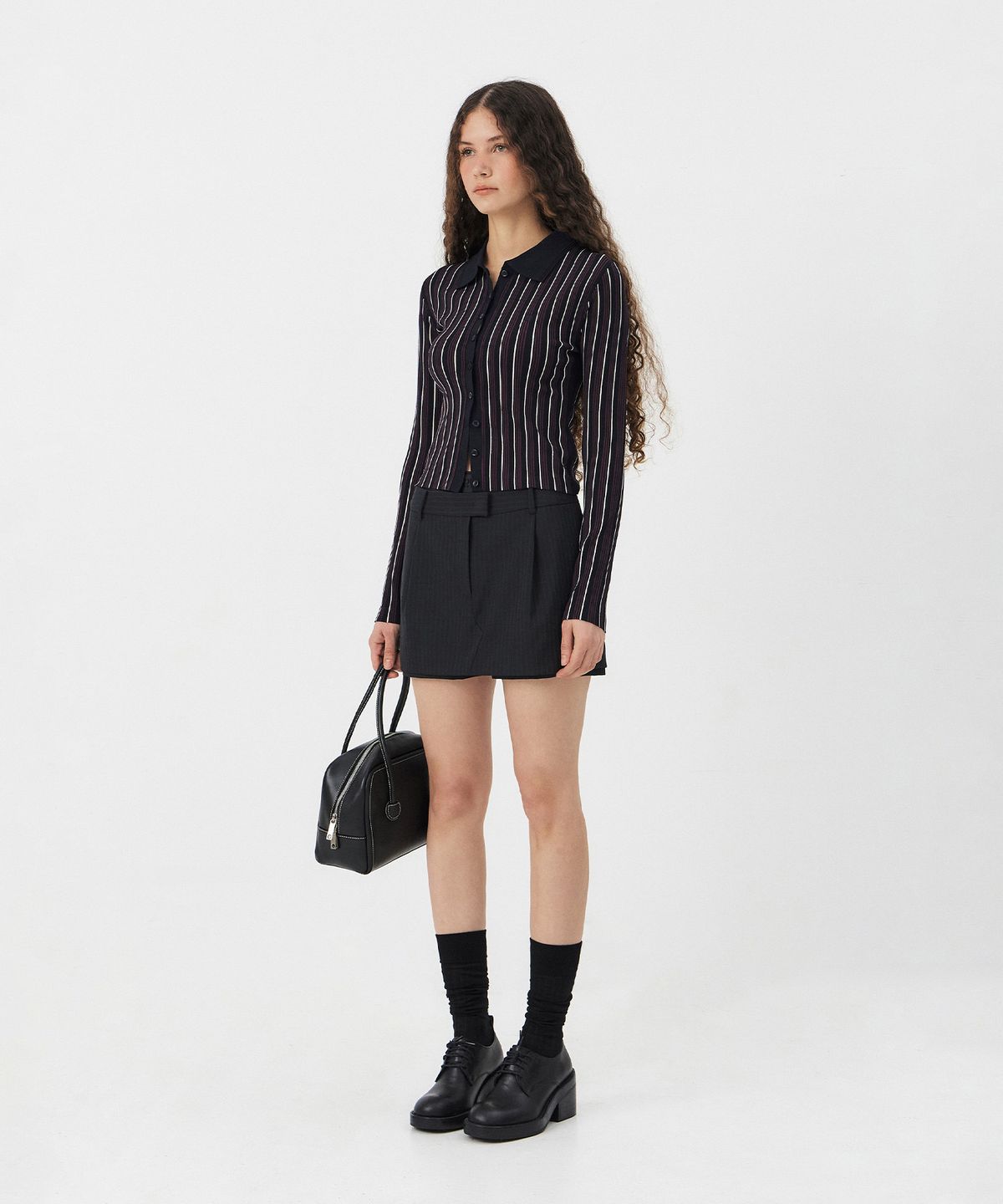 그로브(GROVE) CHARD STRIPE BUTTON KNIT [3COLORS]