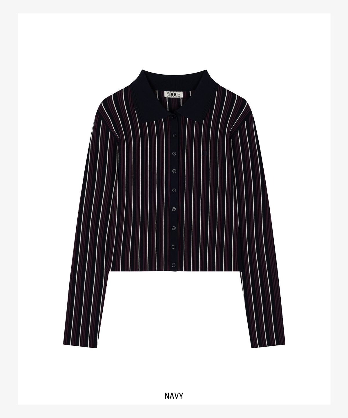 그로브(GROVE) CHARD STRIPE BUTTON KNIT [3COLORS]