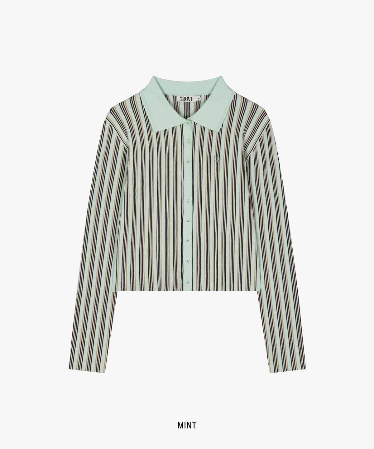 그로브(GROVE) CHARD STRIPE BUTTON KNIT [3COLORS]