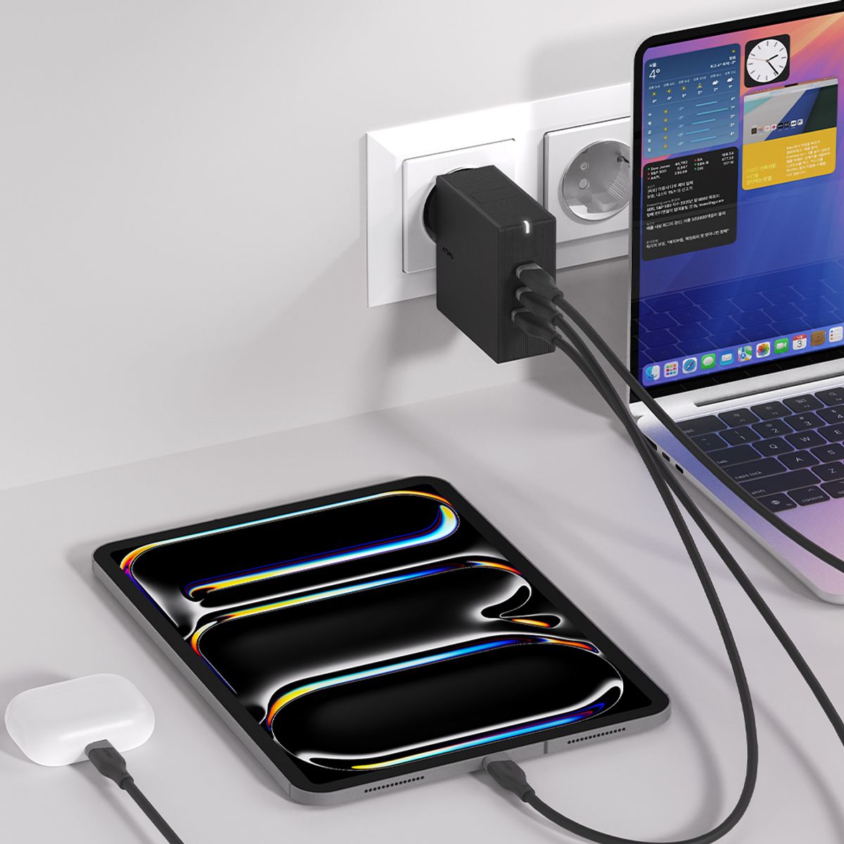 아트뮤(ARTMU) USB PD 100W 여행용 접지 멀티 초고속충전기 GT110 블랙