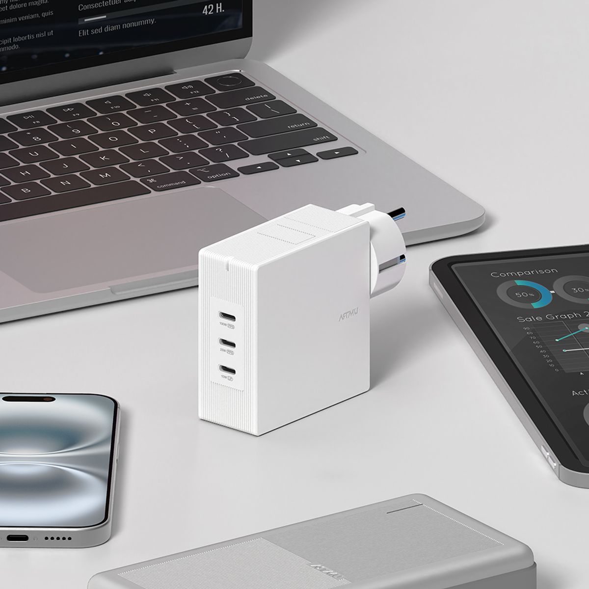 아트뮤(ARTMU) USB PD 100W 여행용 접지 멀티 초고속충전기 GT210 블랙