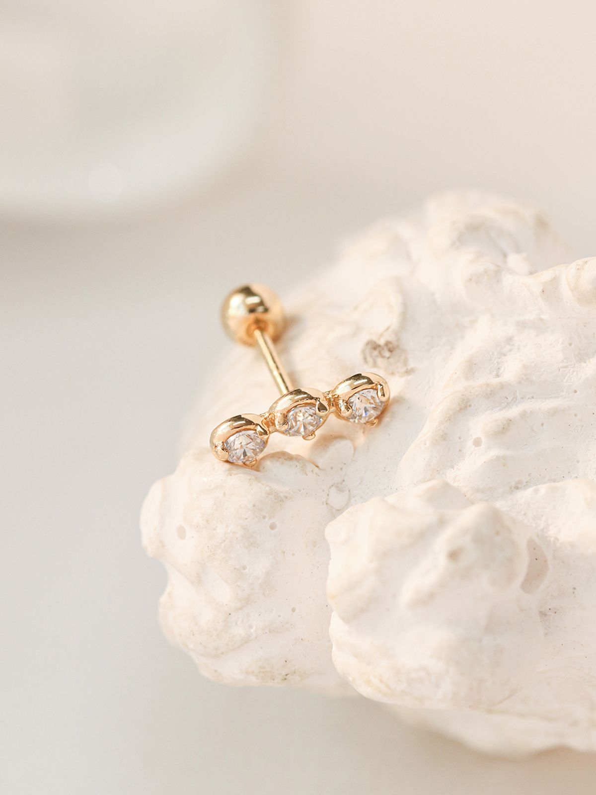 미니멀피어싱(MINIMALPIERCING) 14K 트리오 큐빅 피어싱 귀걸이