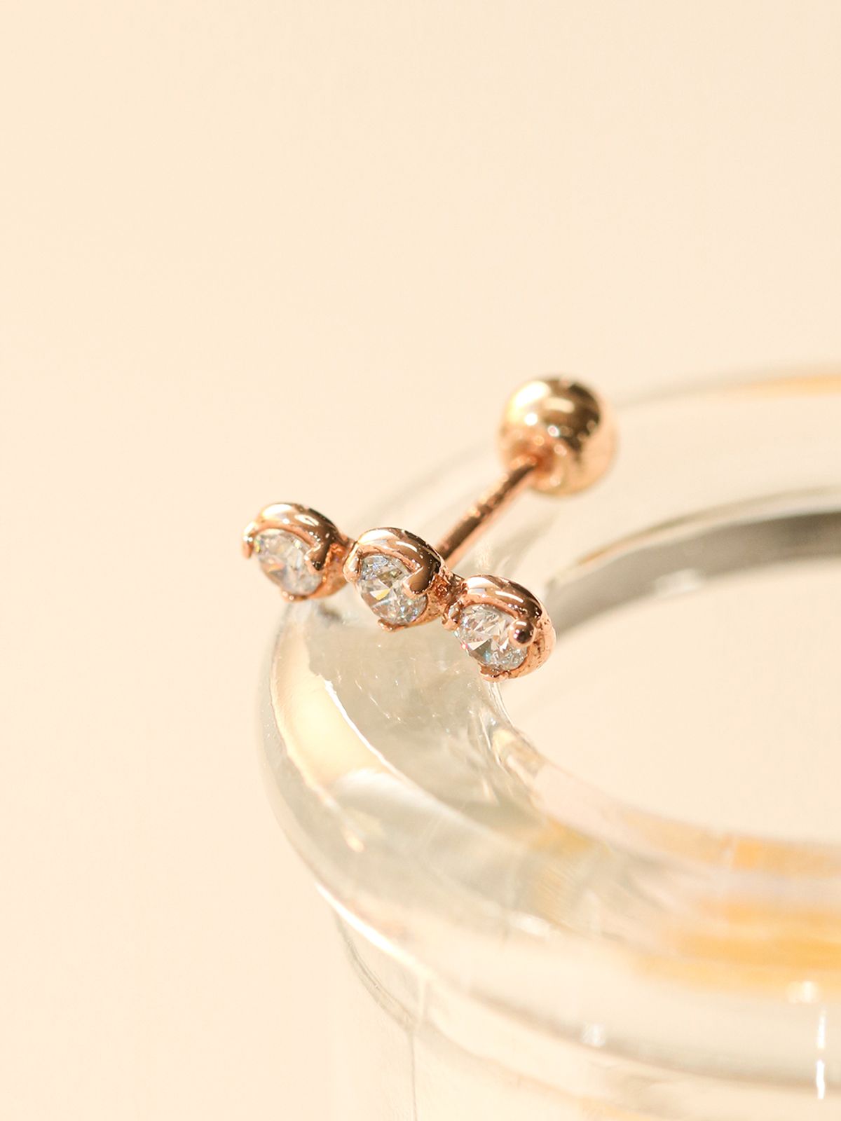 미니멀피어싱(MINIMALPIERCING) 14K 트리오 큐빅 피어싱 귀걸이