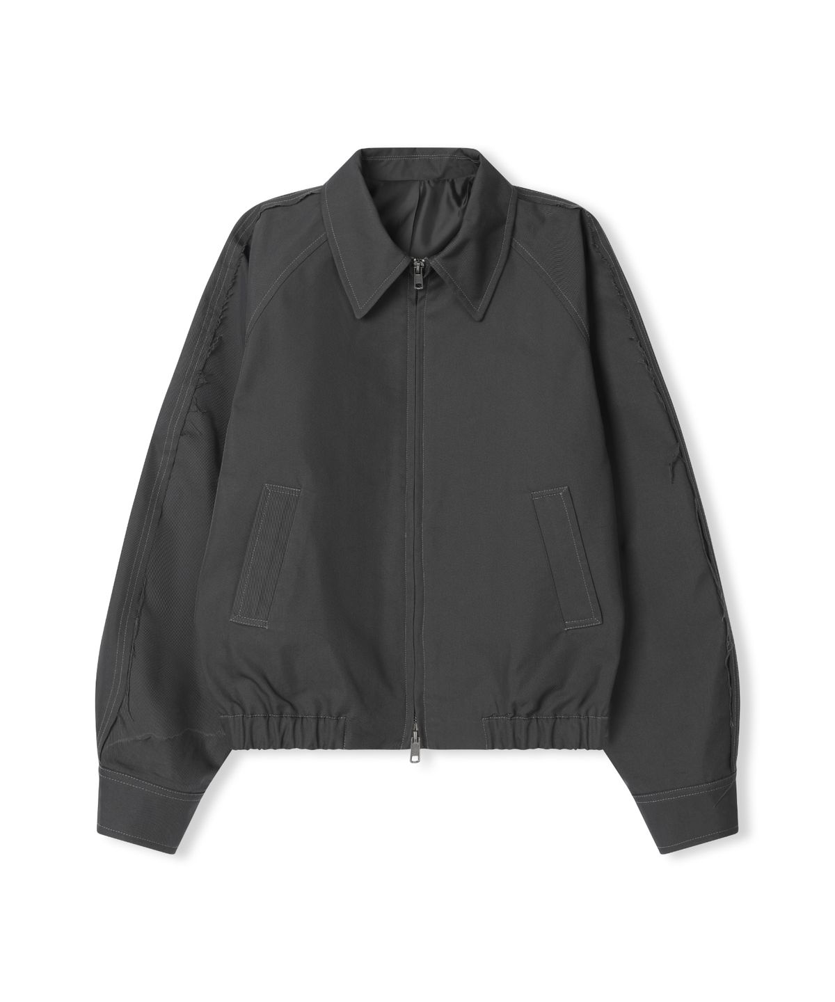 레더리(LEATHERY) 컷 오프 코튼 블루종 자켓 [BLACK]