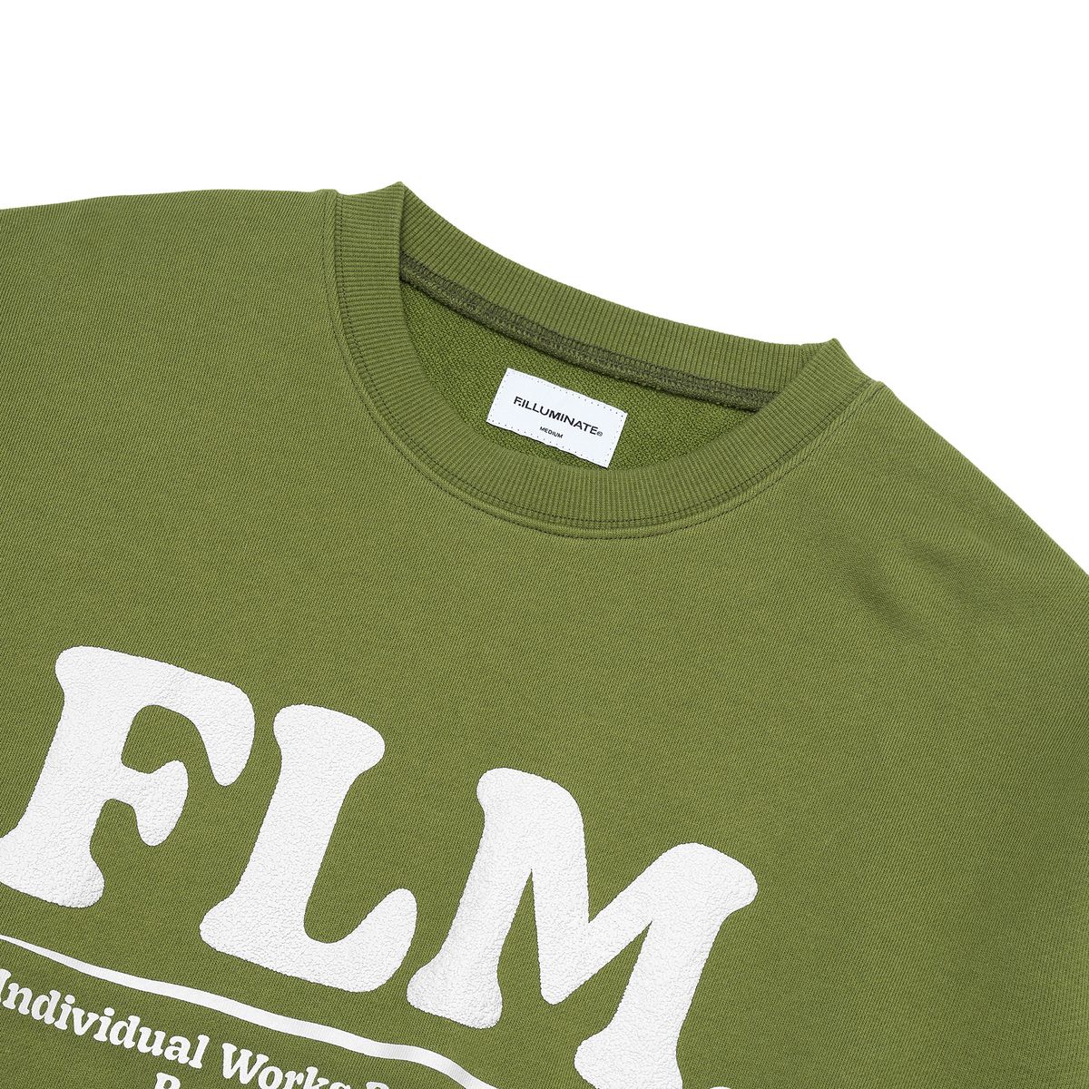 필루미네이트(FILLUMINATE) FLM 볼드 로고 스웨트 셔츠-올리브