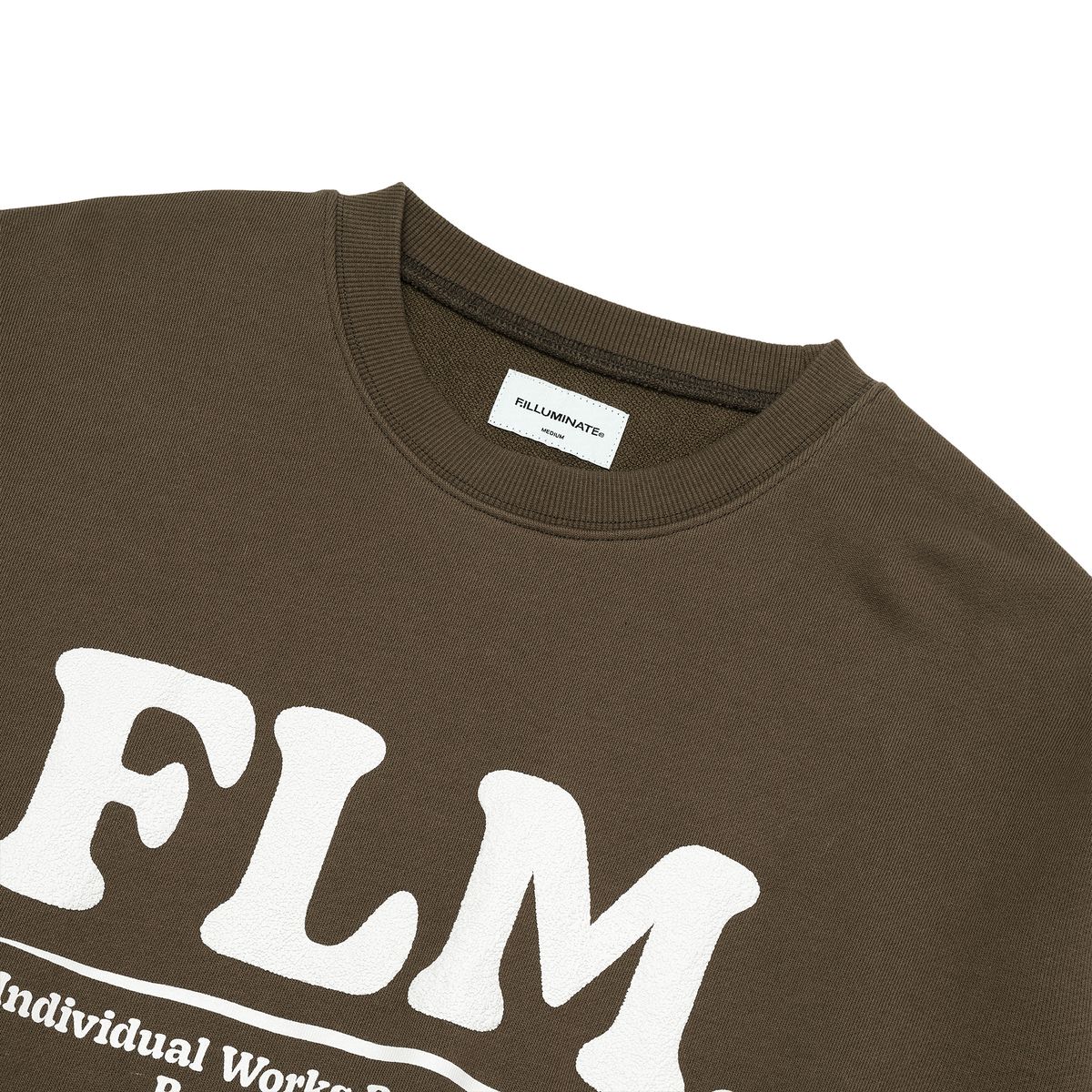 필루미네이트(FILLUMINATE) FLM 볼드 로고 스웨트 셔츠-브라운
