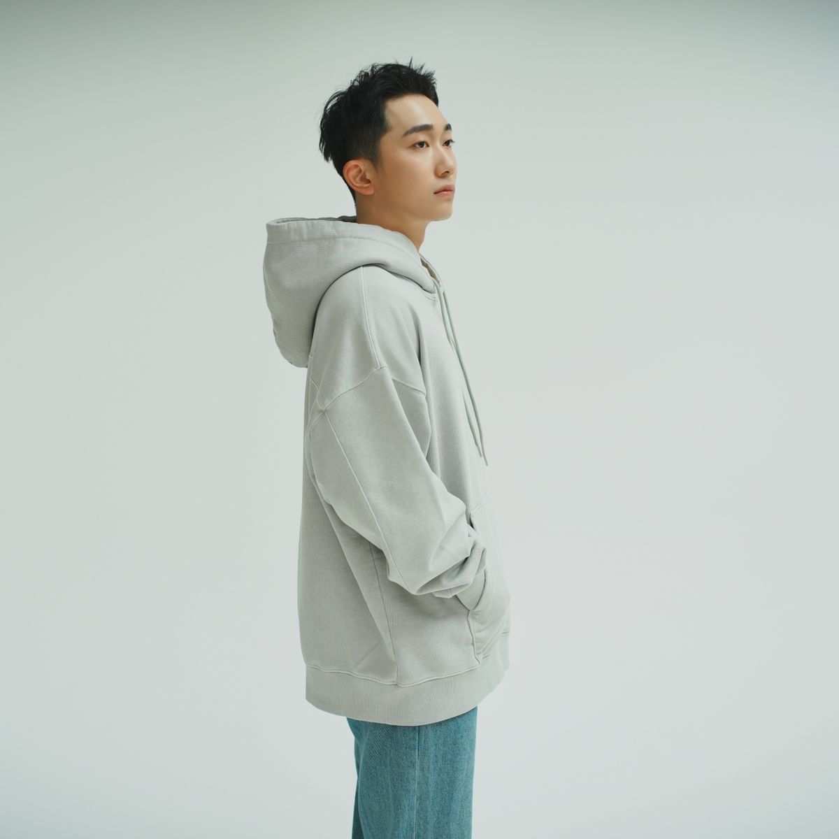 아키아(AKIA) 980g 오버사이즈 후드 - 피그먼트다잉 [ 문 그레이 ]