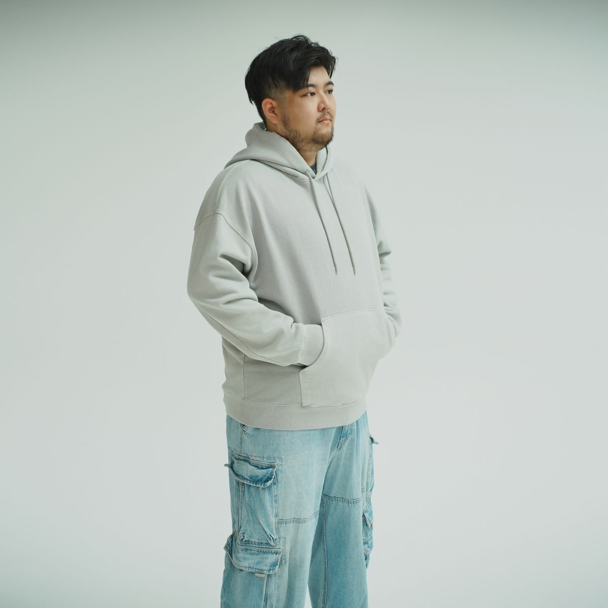 아키아(AKIA) 980g 오버사이즈 후드 - 피그먼트다잉 [ 문 그레이 ]