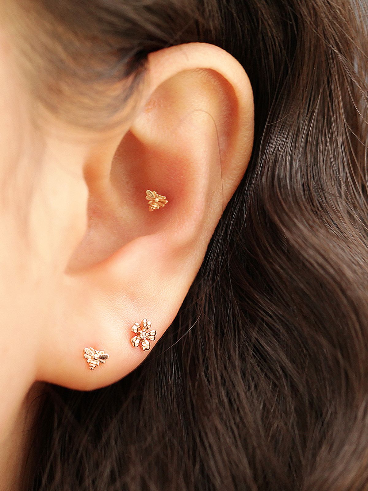 미니멀피어싱(MINIMALPIERCING) 14K 미니미 벌 피어싱 귀걸이