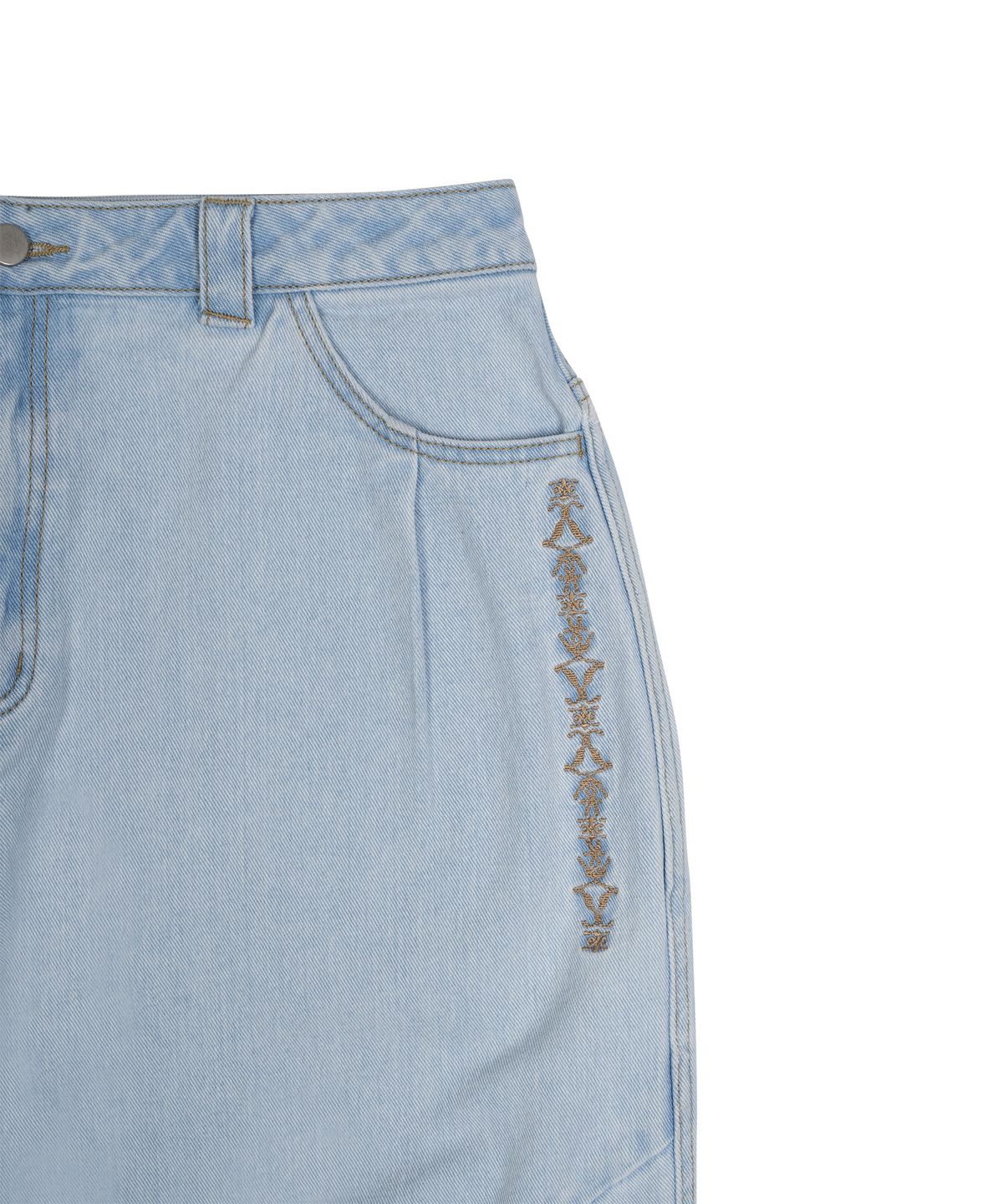 더콜디스트모먼트(THE COLDEST MOMENT) TCM ethnic denim pants (light blue)