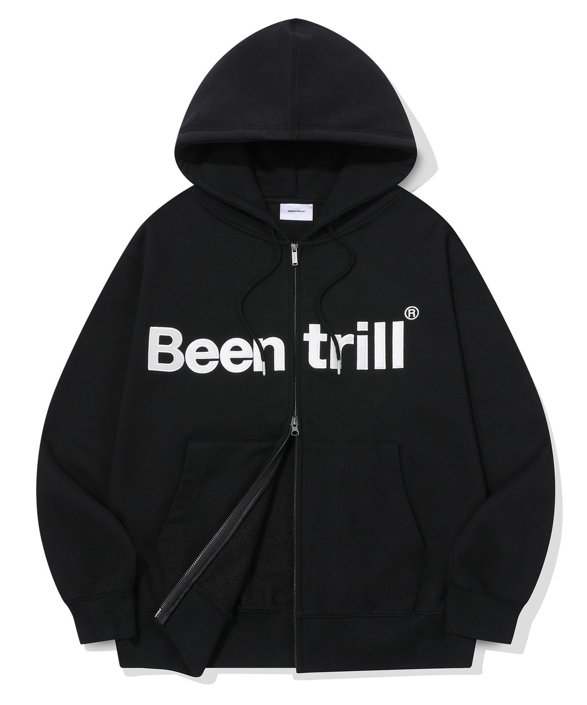 빈트릴(BEENTRILL) 에센셜 빅로고 후드 집업(블랙)